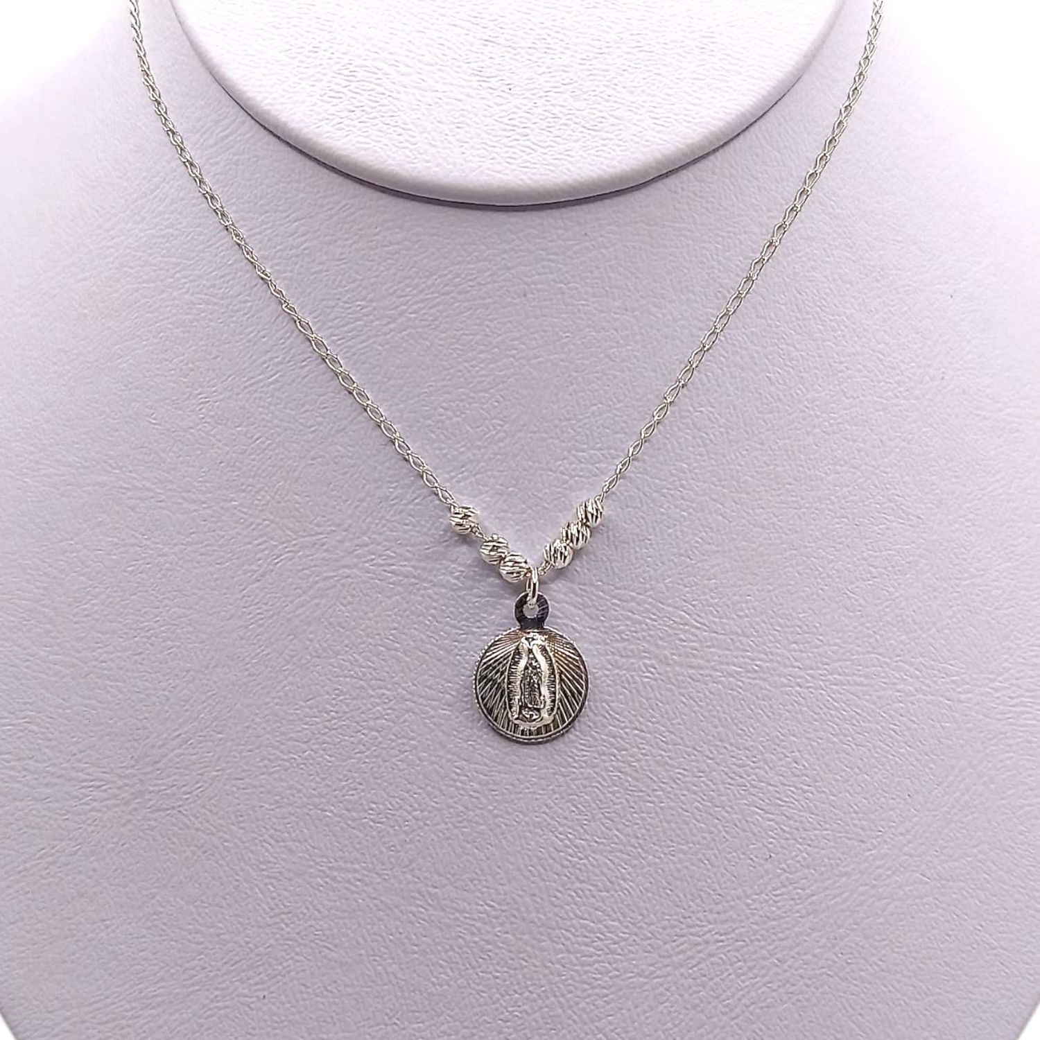 GARGANTILLA 18&quot;  VIRGEN DE GPE, PLATA .925