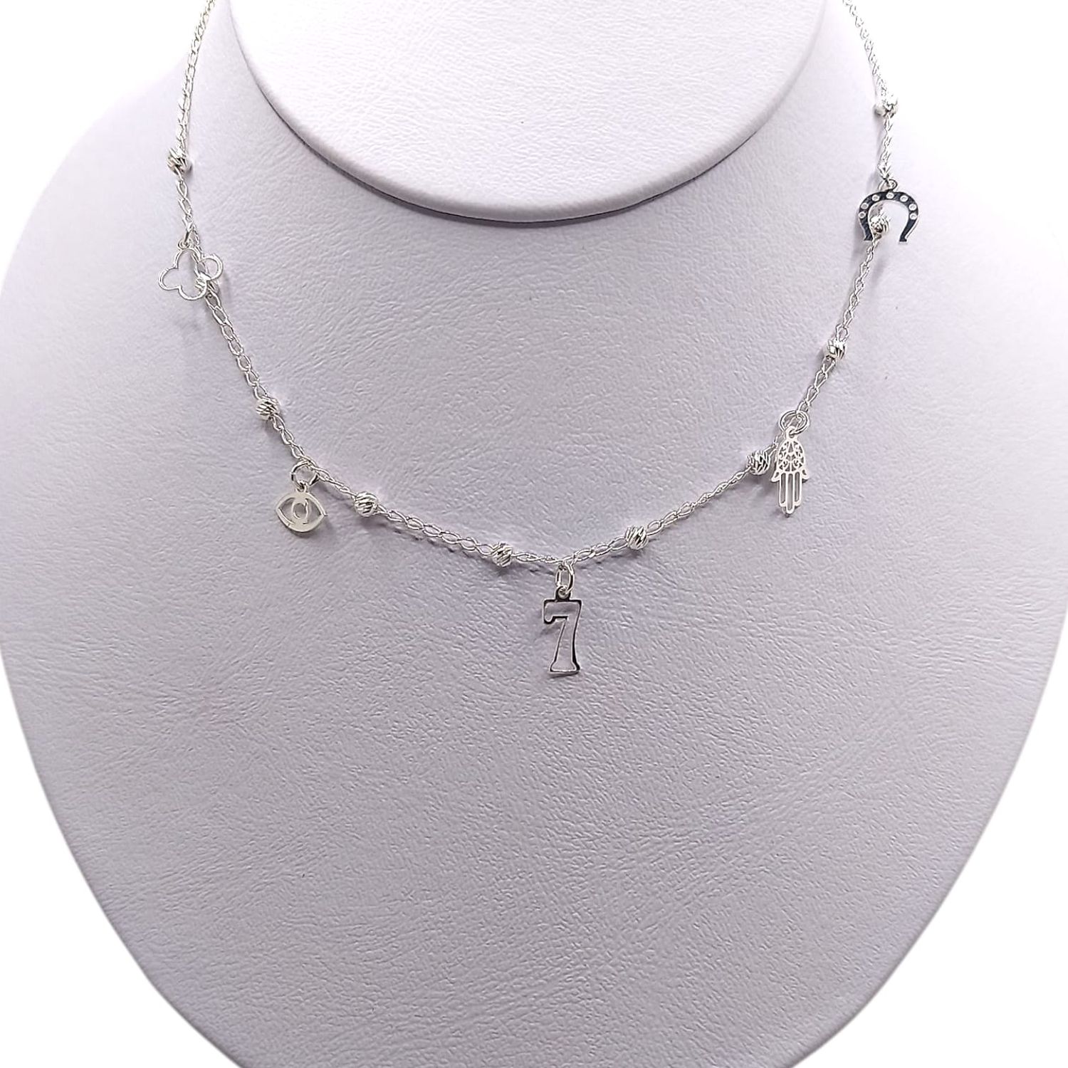 GARGANTILLA  18&quot; DIJES DE LA SUERTE, PLATA .925