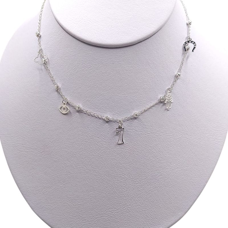 GARGANTILLA  18&quot; DIJES DE LA SUERTE, PLATA .925