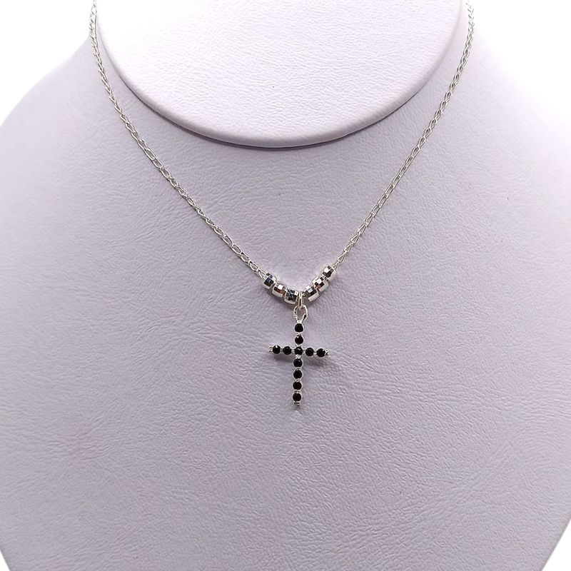GARGANTILLA 18&quot;  CRUZ CZ NEGRA, PLATA .925