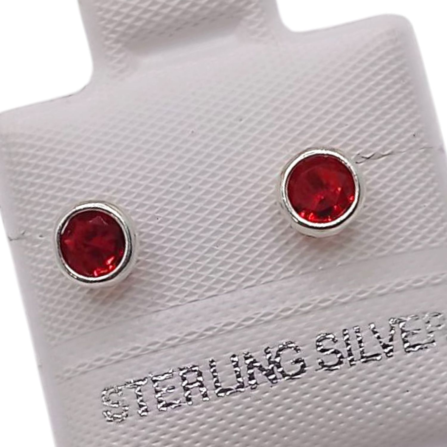 BROQUEL RECTO ROJO 4 MM   CON BISEL, BROCHE BOLITA PLATA .925
