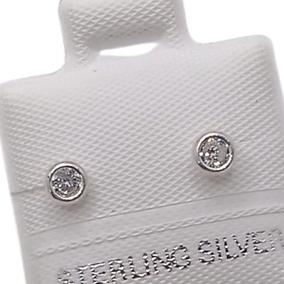 BROQUEL CZ BCA 3 MM CON BISEL , BROCHE BOLITA, PLATA .925