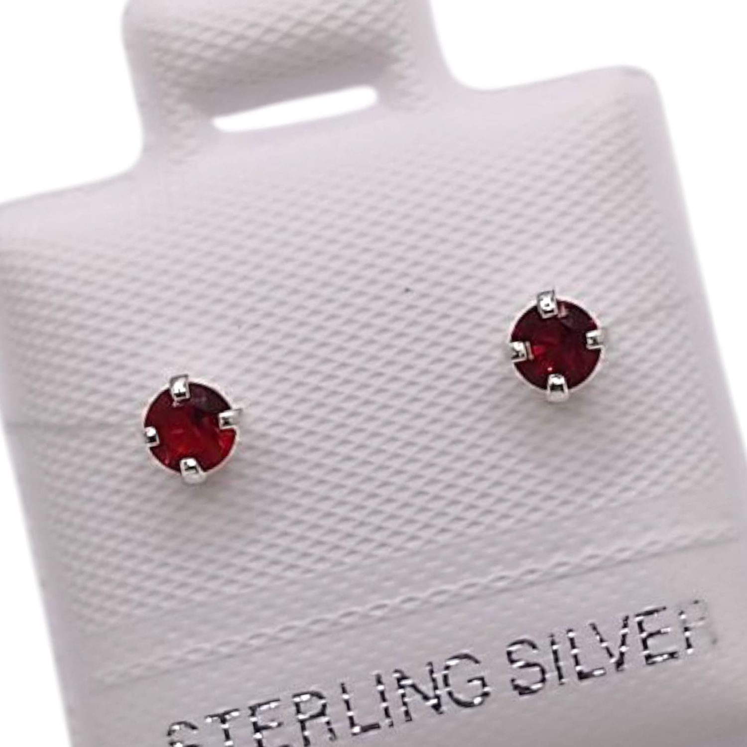 BROQUEL RECTO CZ ROJA 3 MM, BROCHE BOLITA, PLATA .925