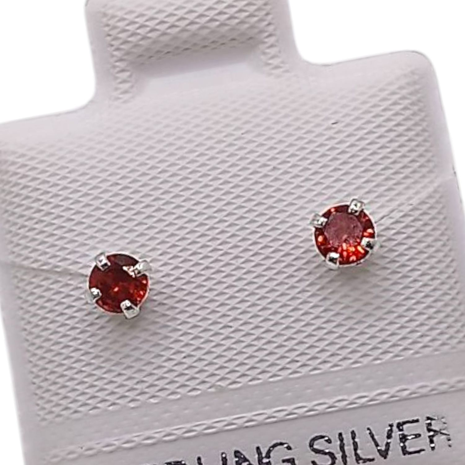 BROQUEL RECTO CZ NARANJA, BROCHE BOLITA, PLATA .925