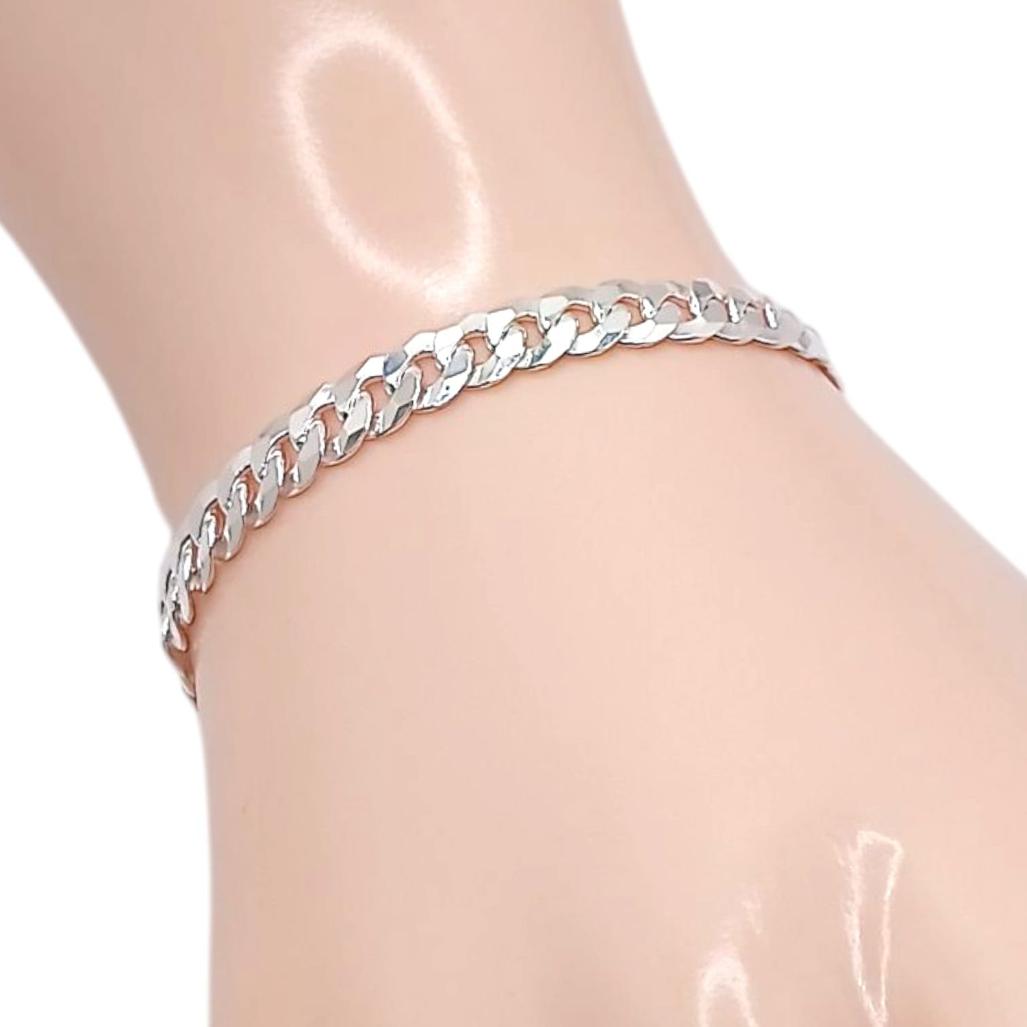 PULSERA CUBANA 8&quot; 6 MM, PLATA .925