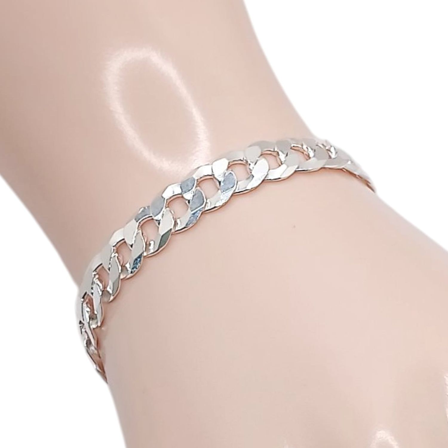 PULSERA CUBANA  8&quot; 8 MM, PLATA .925