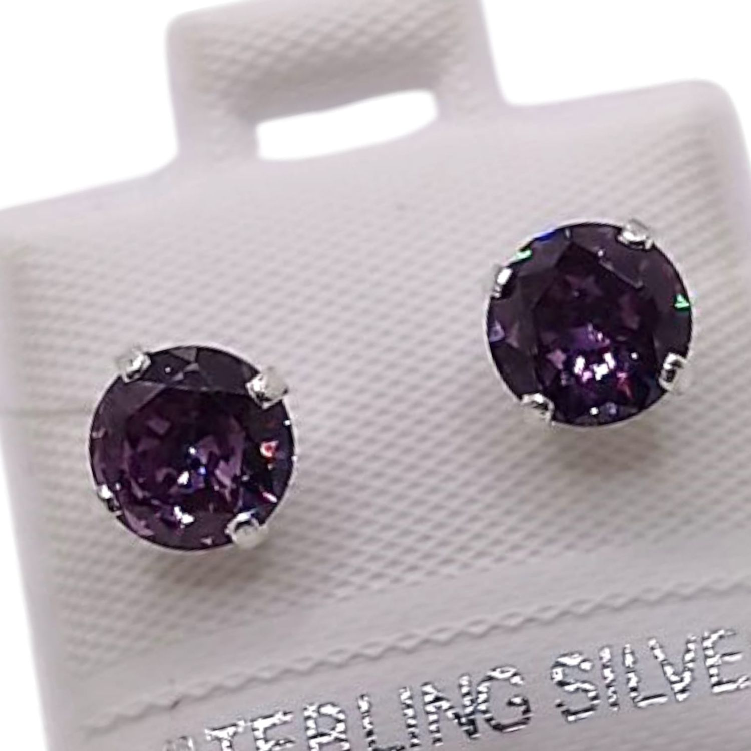BROQUEL RECTO # 6, CZ MORADA , BROCHE BOLITA, PLATA .925