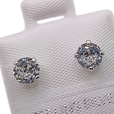 BROQUEL RECTO # 6 CZ BCA, BROCHE BOLITA, PLATA .925