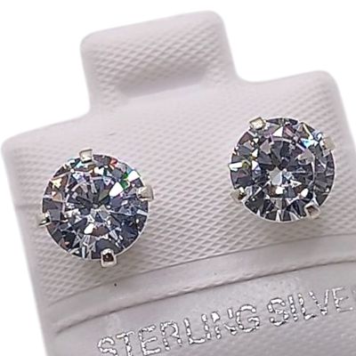 BROQUEL RECTO # 8 CZ BCA, BROCHE BOLA, PLATA .925