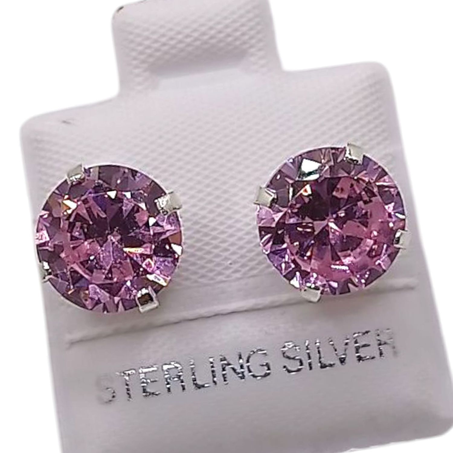 BROQUEL RECTO # 9 CZ ROSA, BROCHE MARIPOSA, PLATA .925