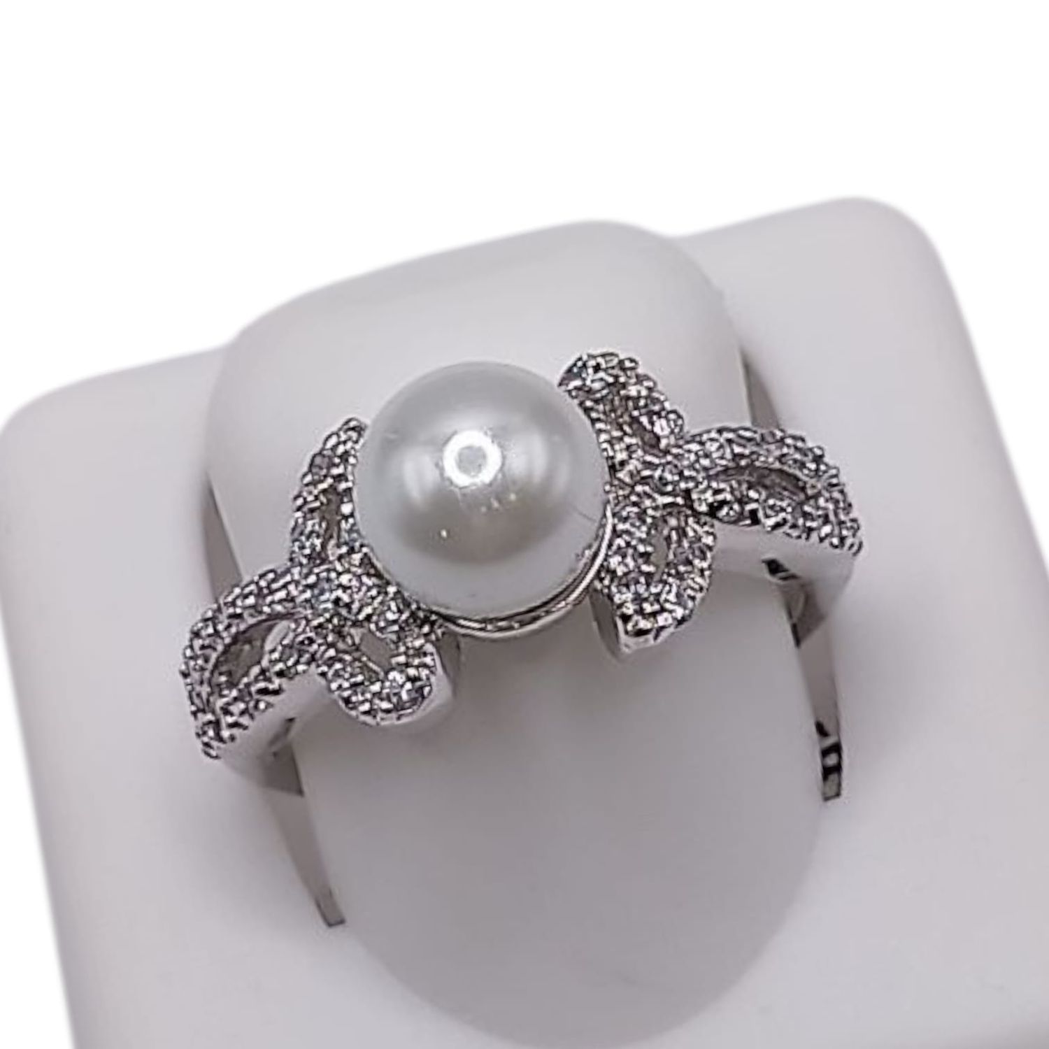 ANILLO PERLA CON CZ, VERIAS MEDIDAS, PLATA .925