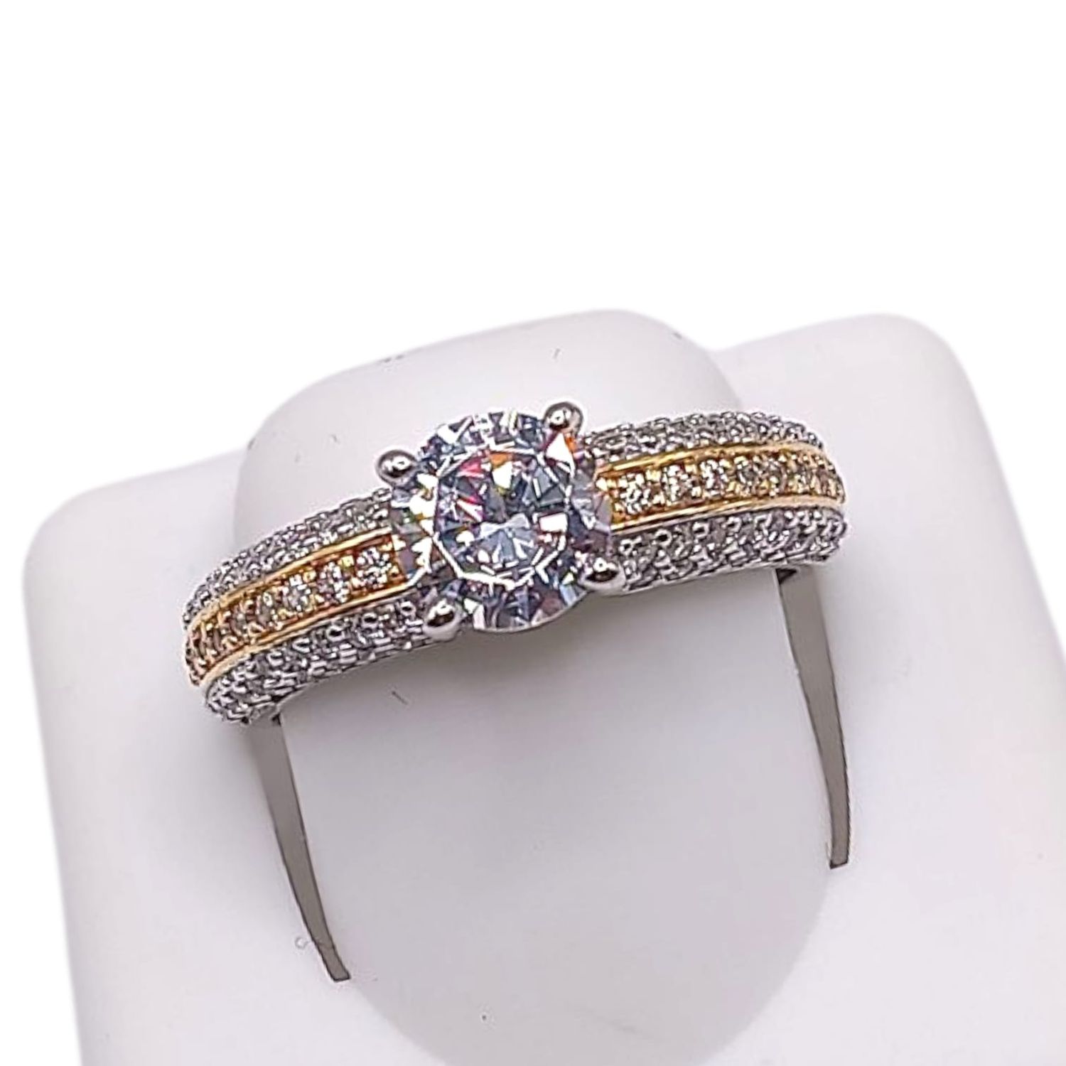 ANILLO FANCY CON CHAPA DE ORO, VARIAS MEDIDAS PLATA .925