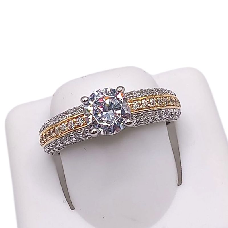 ANILLO FANCY CON CHAPA DE ORO, VARIAS MEDIDAS PLATA .925