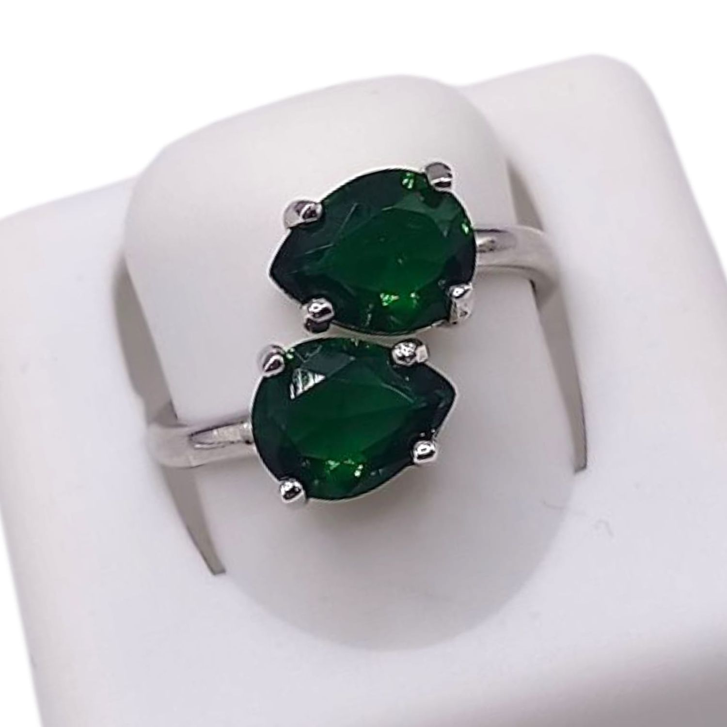 ANILLO GOTA CZ VERDE # 7, PLATA .925