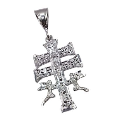DIJE CRUZ DE CARAVACA 4.5 CM, PLATA .925