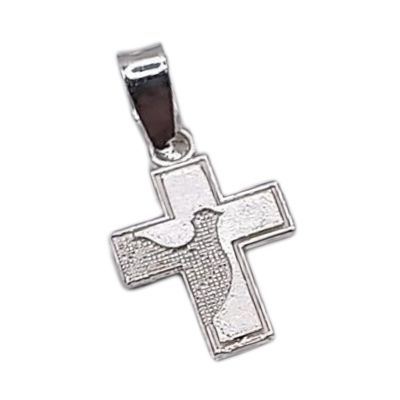 DIJE CRUZ MINI CON ESPIRITU SANTO 1.5 CM, PLATA .925