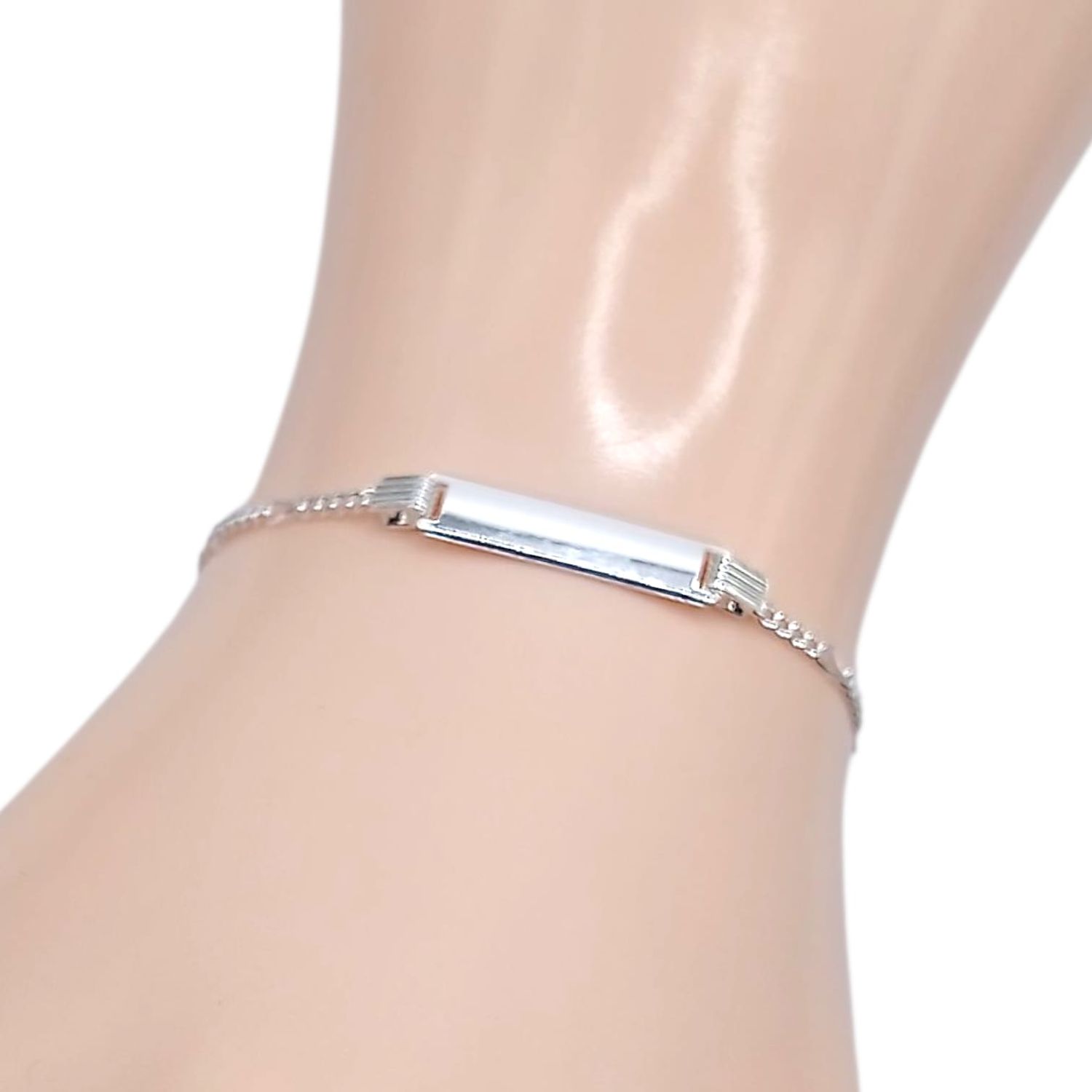 PULSERA NIÑO/ÑA CON PLACA 5.5&quot; PLATA .925
