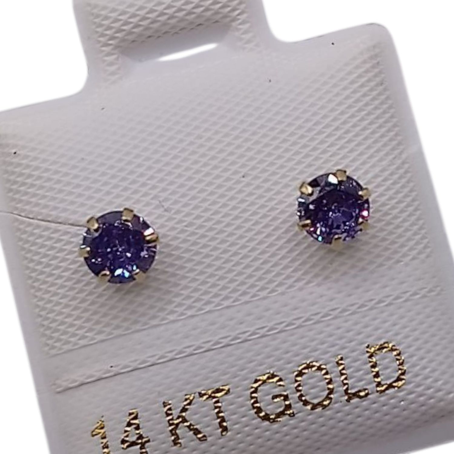 BROQUEL RECTO REDONDO CZ MORADO # 4, BROCHE BOLITA, ORO 14K