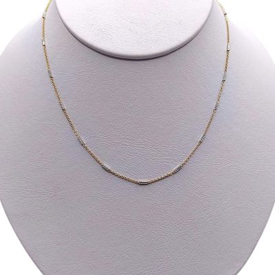 CADENA TUBITOS DIAMANTADOS BICOLOR, PLATA .925