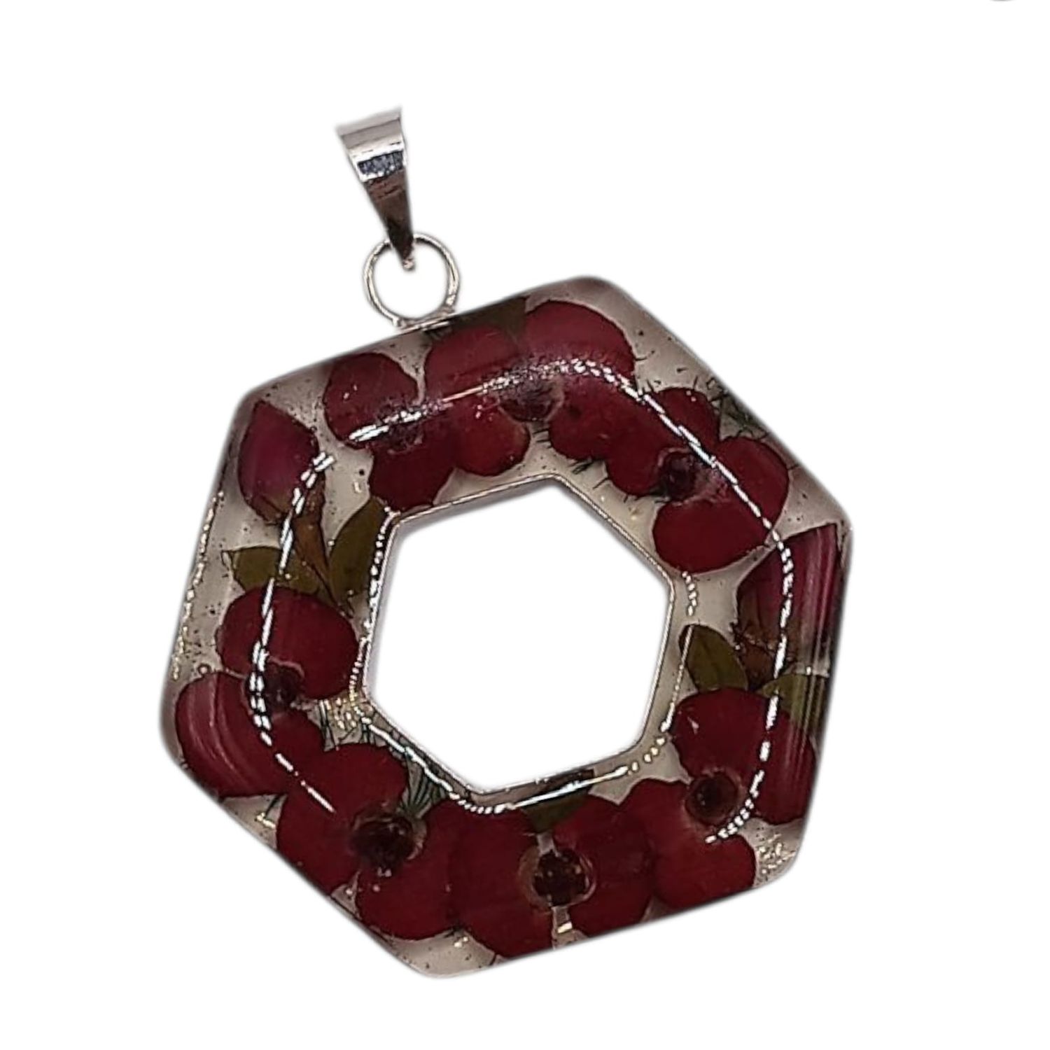 DIJE EXAGONO NATURALEZA MUERTA 3.5 CM, UNICA PIEZA EN OFERTA, PLATA .925