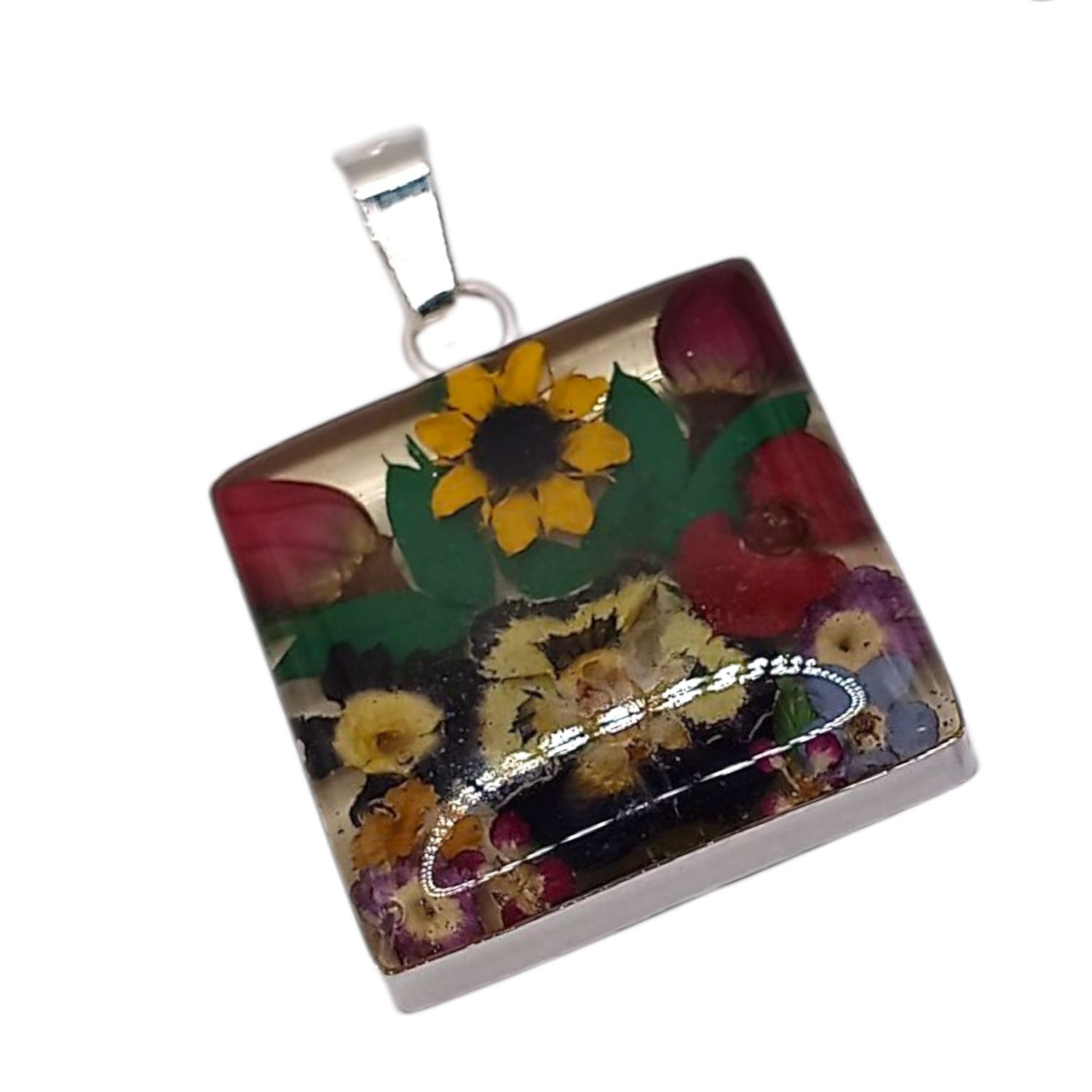 DIJE CUADRADO NATURALEZA MUERTA 2.8 CM, OFERTA UNICA PIEZA, PLATA .925