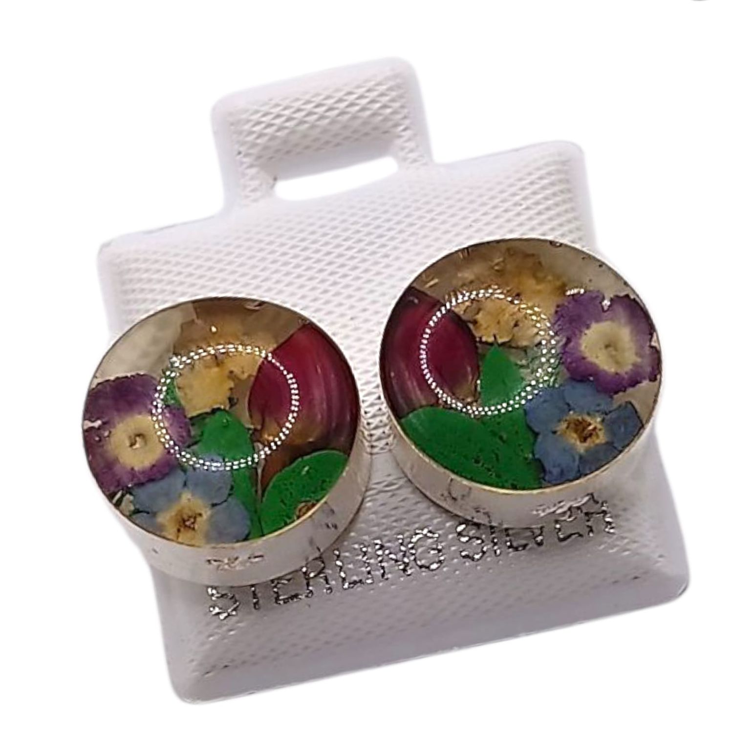 ARETE CIRCULAR NATURALEZA MUERTA , BROCHE MARIPOSA , PLATA .925