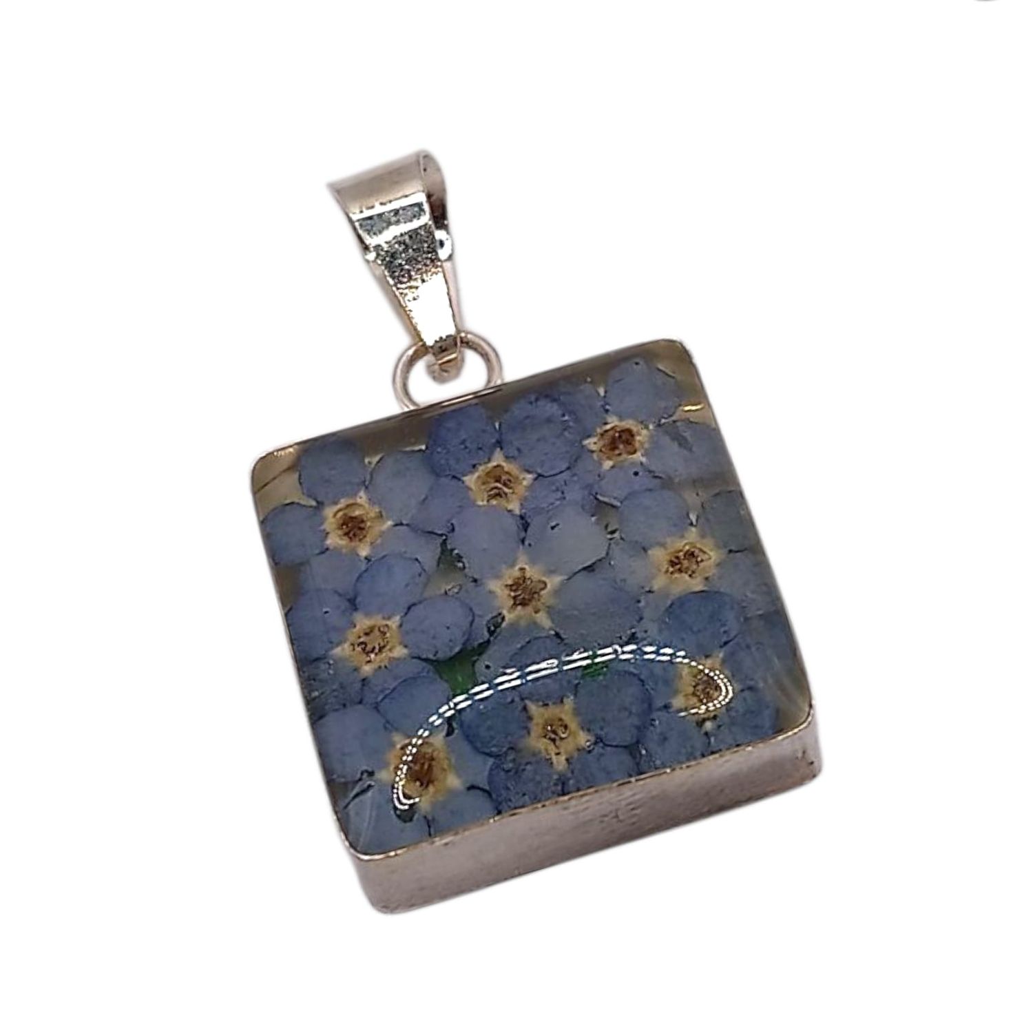 DIJE CUADRADO NATURALEZA MUERTA  2 CM, PLATA .925