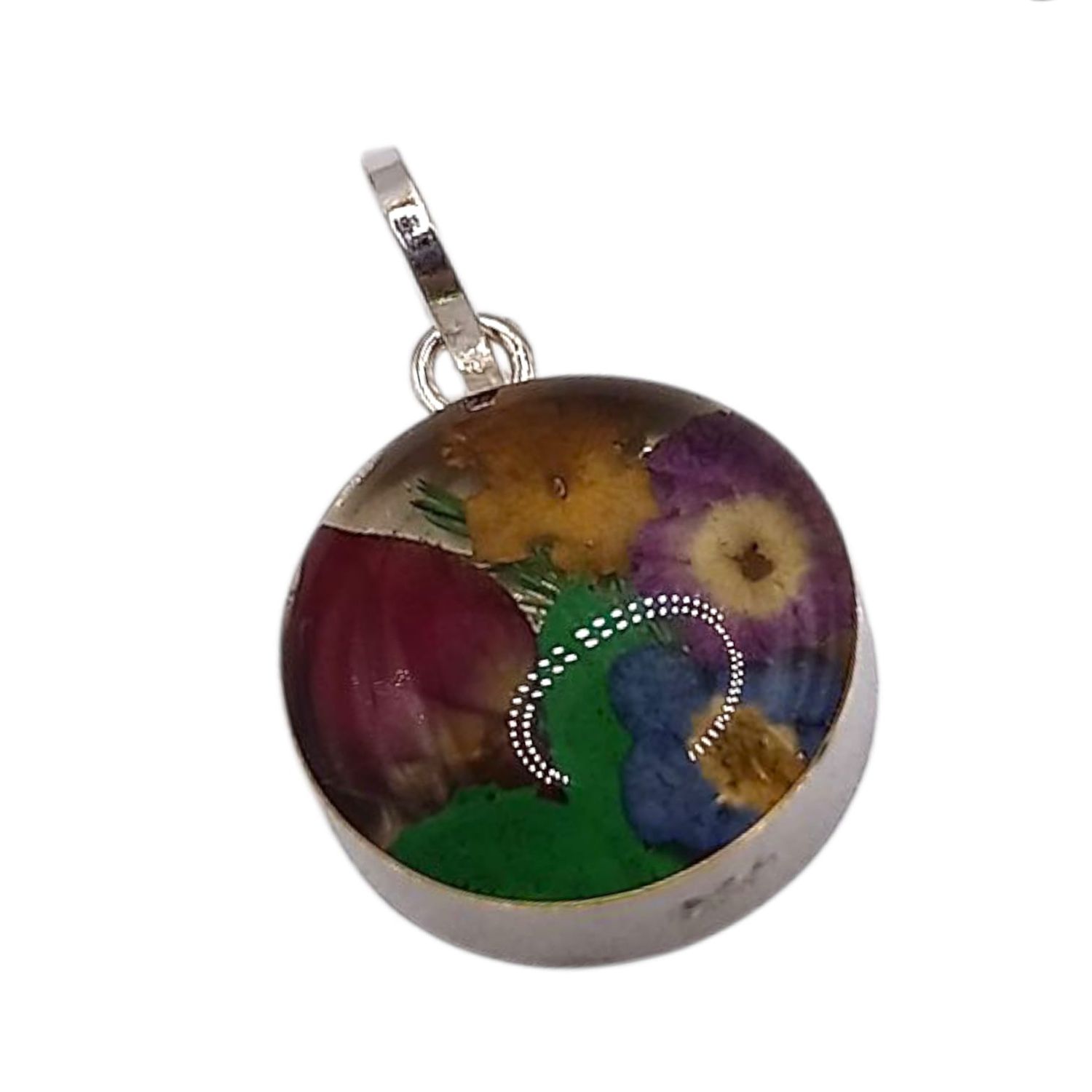 DIJE CIRCULAR NATURALEZA MUERTA 1.5 CM, PLATA .925