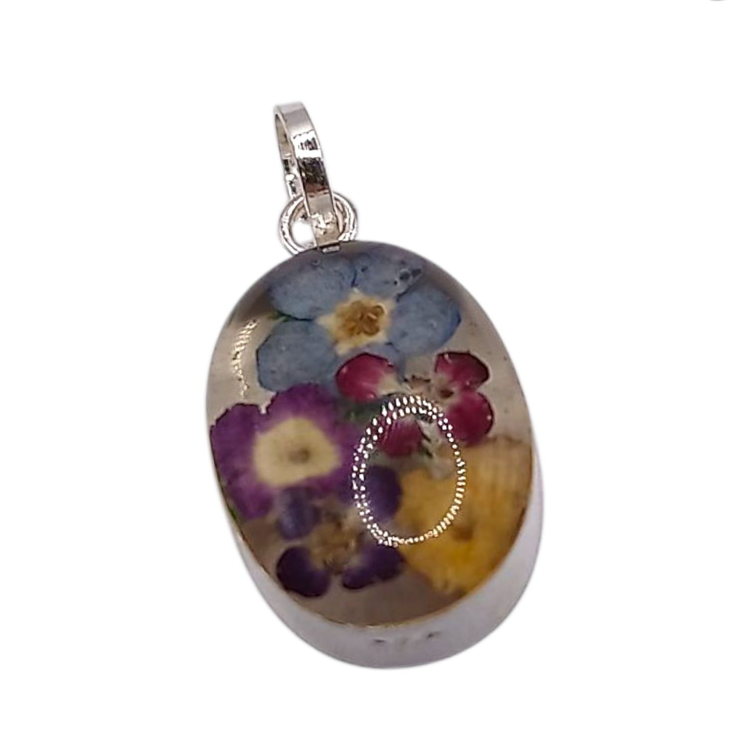 DIJE OVALADO NATURALEZA MUERTA 2 CM, PLATA .925