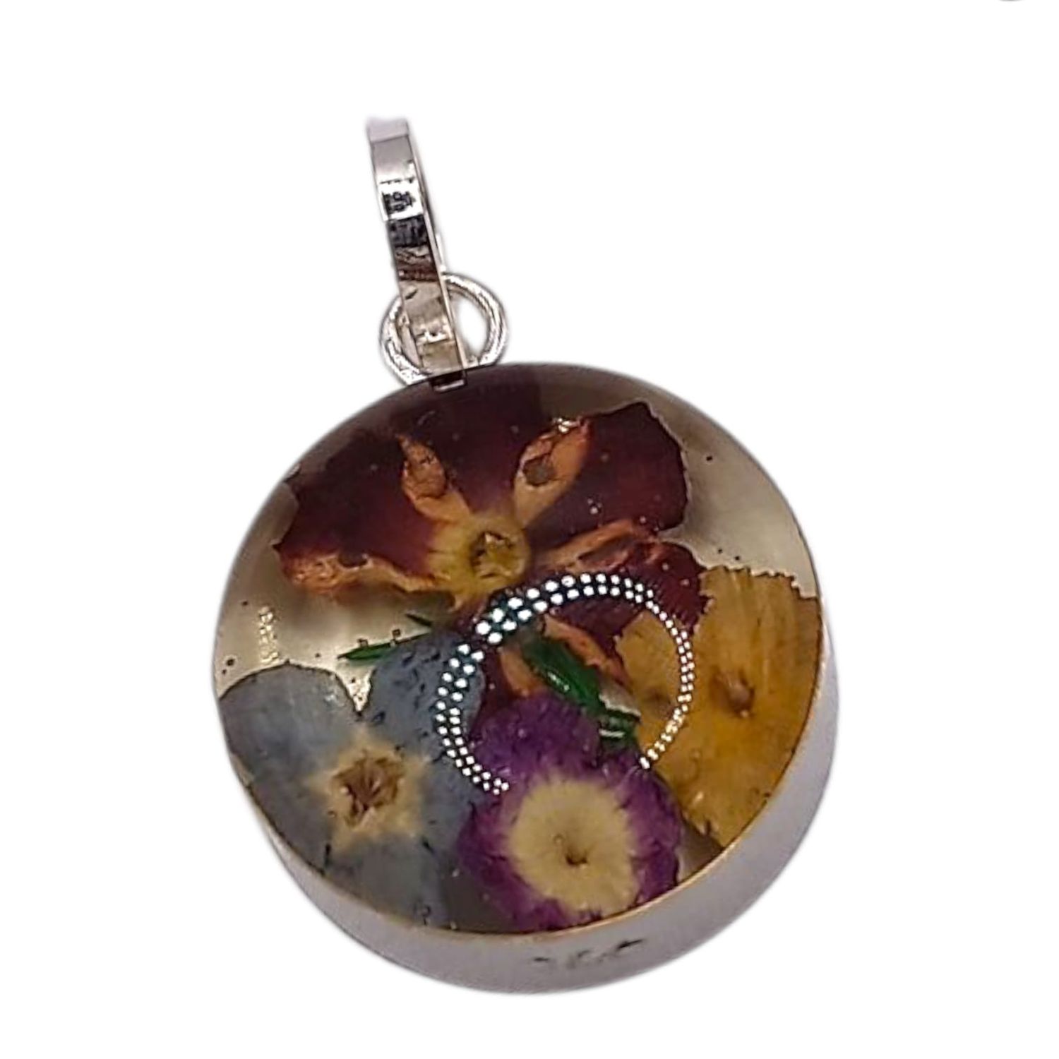 DIJE CIRCULAR NATURALEZA MUERTA 1.5 CM, PLATA .925