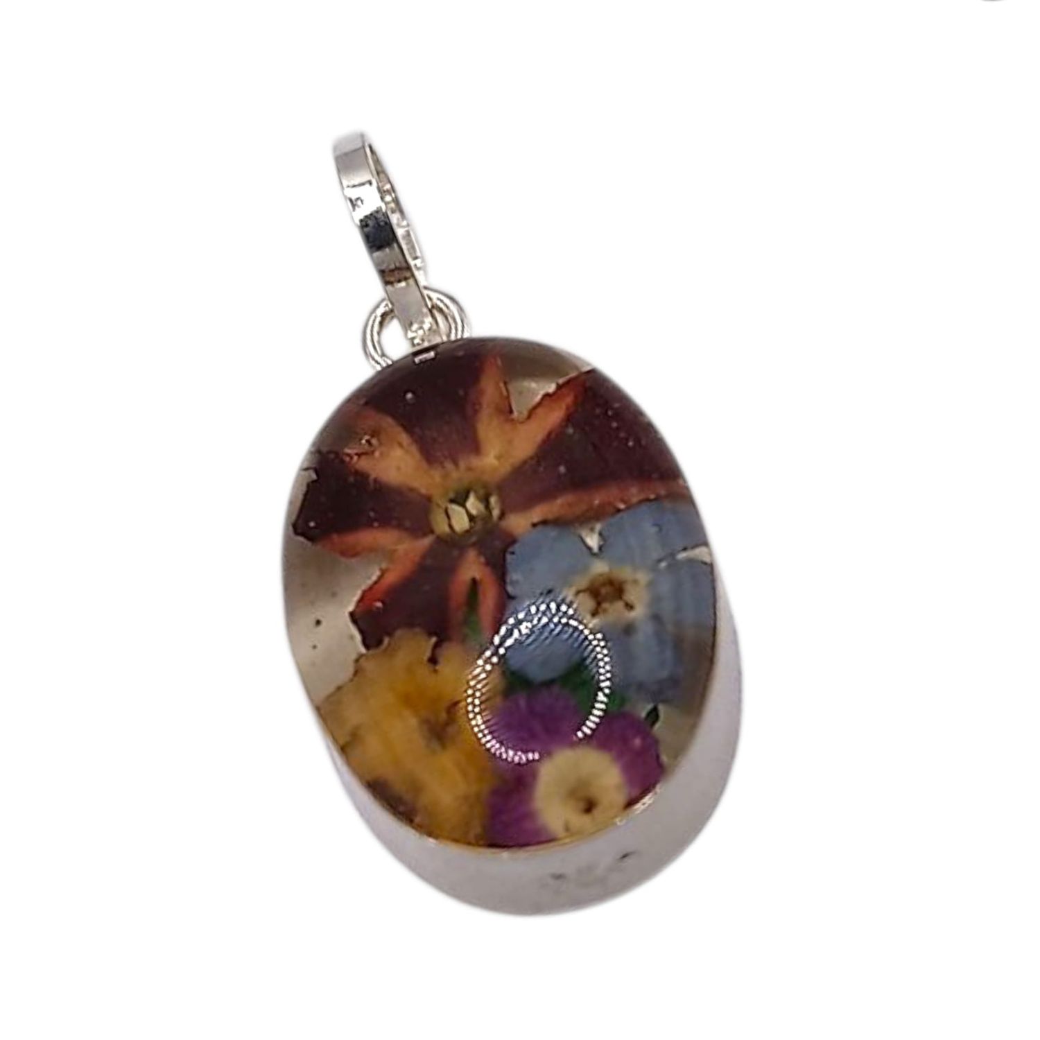 DIJE OVALADO NATURALEZA MUERTA 2 CM, PLATA .925