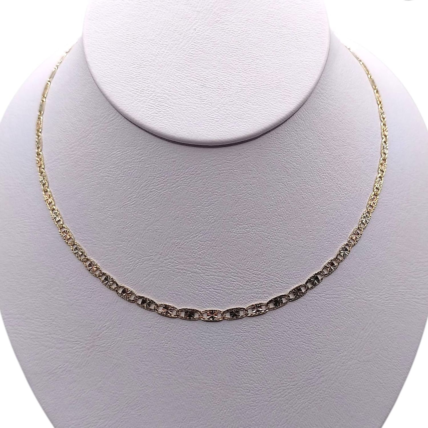 CADENA VAL 3 COLORES 18&quot; 3 MM, ORO 14K