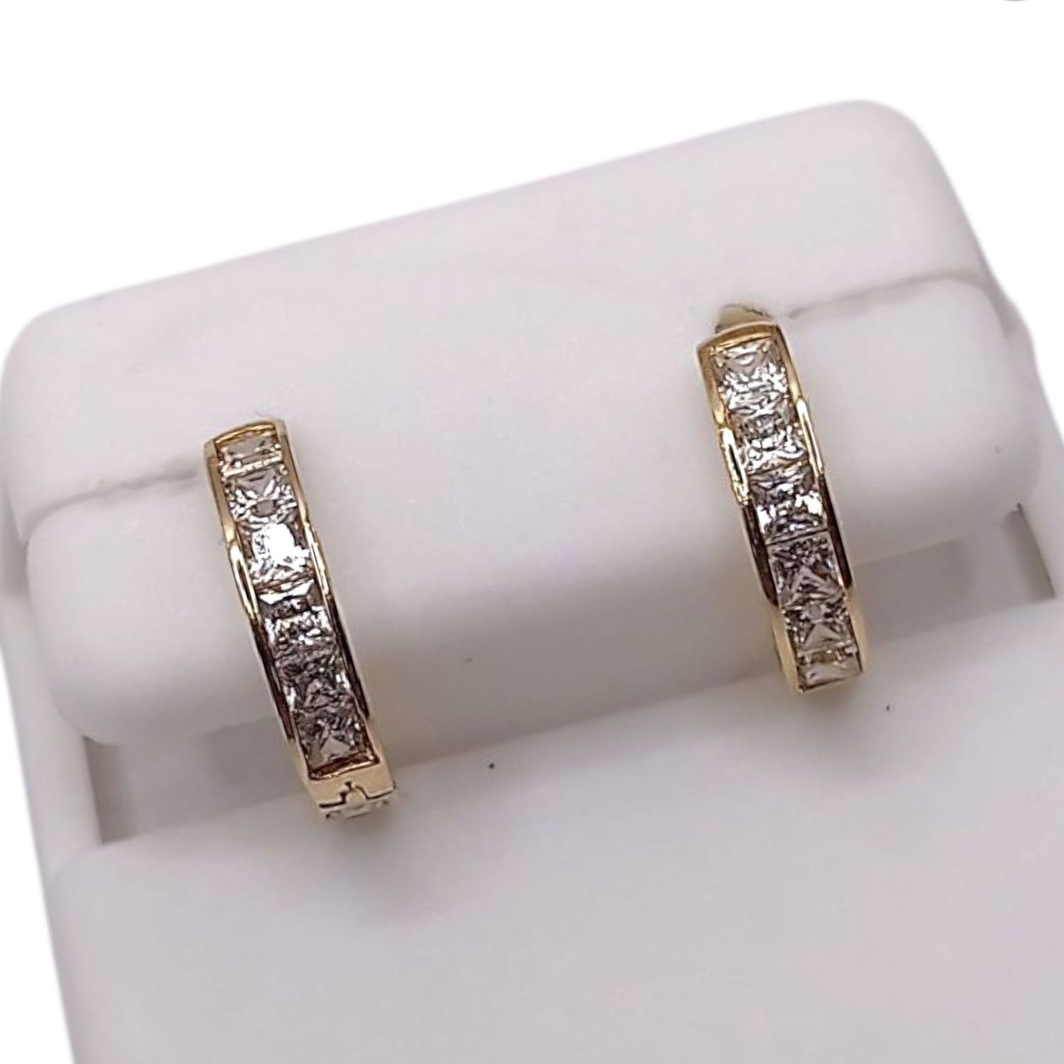 HUGGUI CZ BLANCA, 1.2 CM, ORO 14K