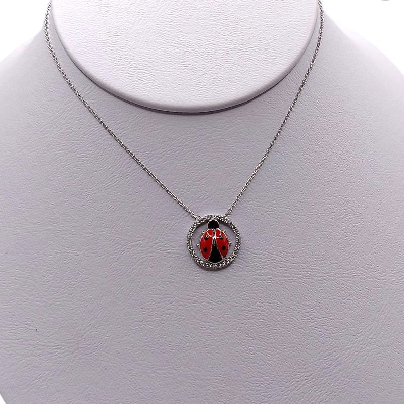 COLLAR 20&quot; CATARINA ROJA, PLATA .925