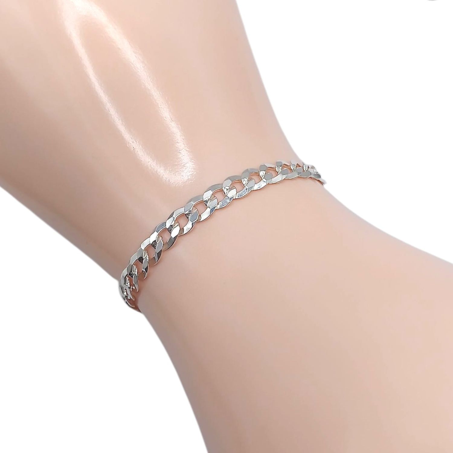 PULSERA CUBANA 8&quot; 5 MM, PLATA .925