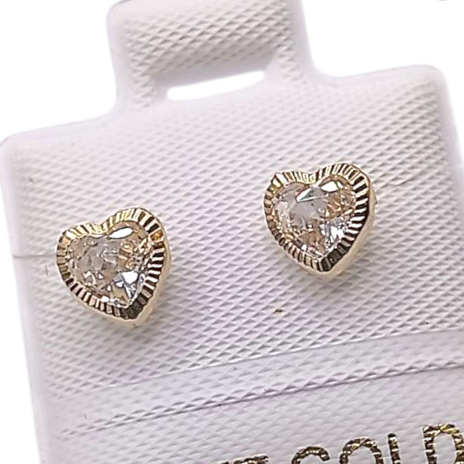 BROQUEL CZ CORAZON BIS DIAMANTADO ORO 14K