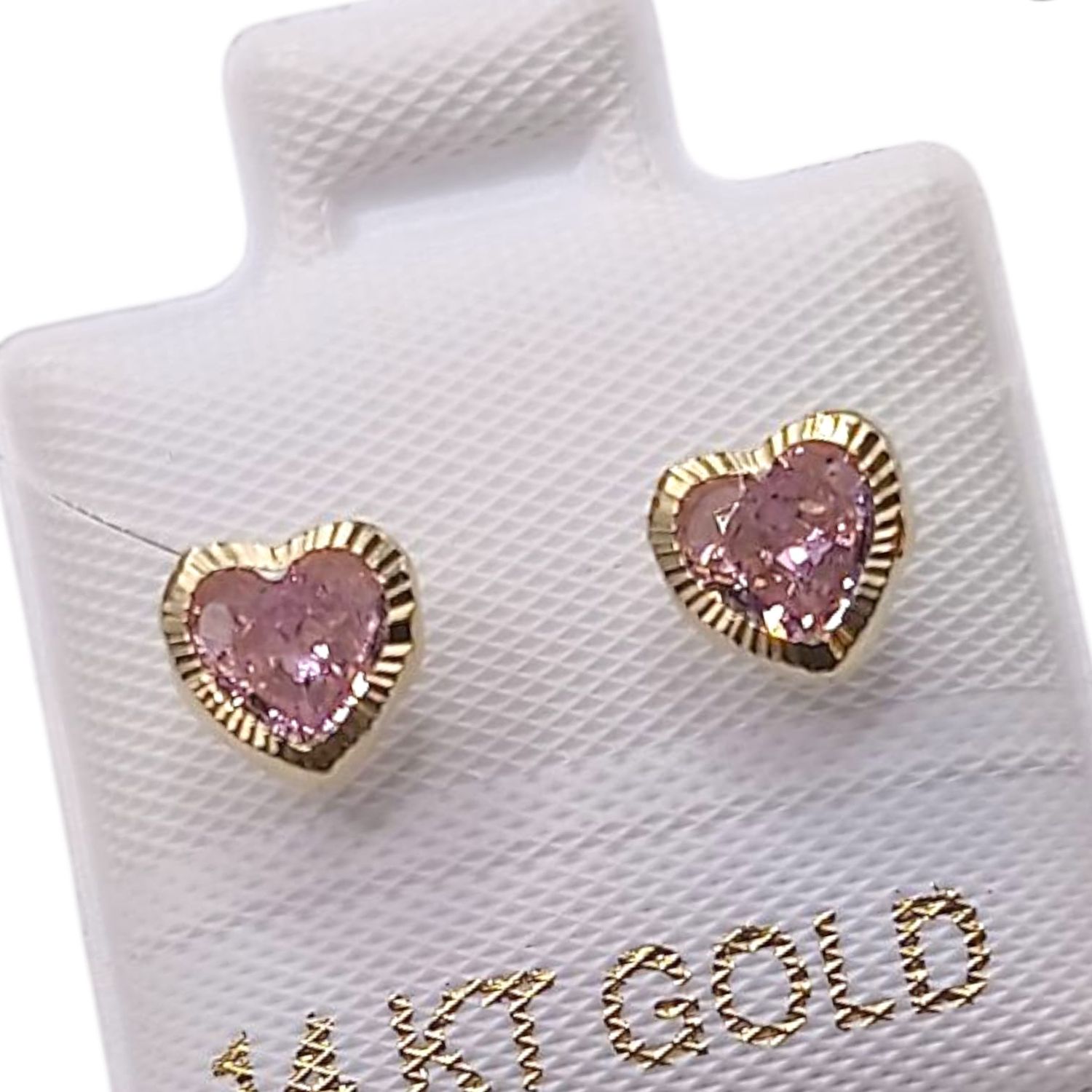 BROQUEL CZ CORAZON BIS DIAMANTADO ORO 14K