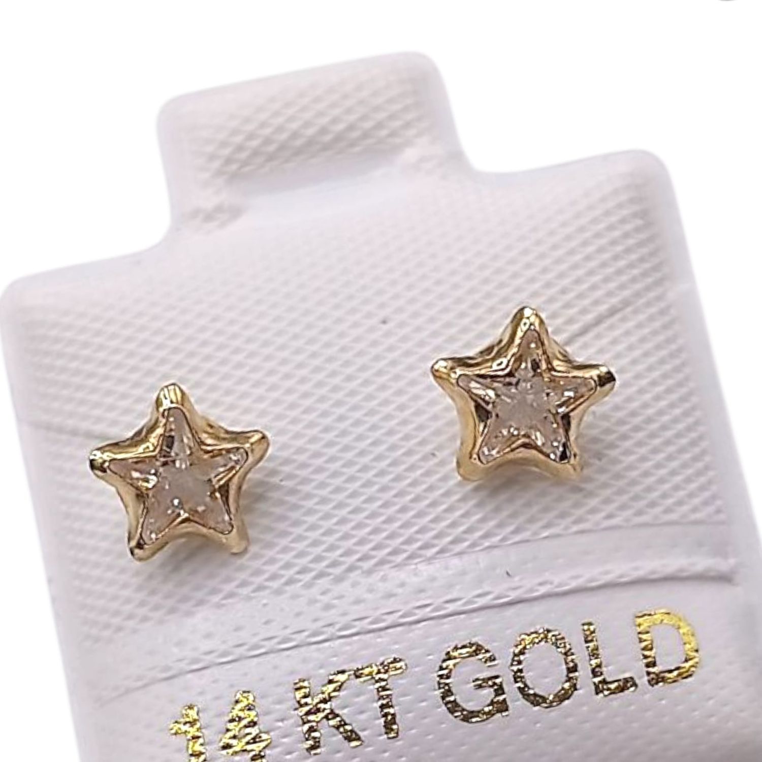 BROQUEL CZ ESTRELLA BISEL ORO 14K