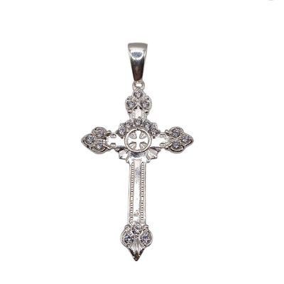 DIJE CRUZ CON CZ, 6 CM, PLATA .925