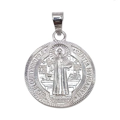 MEDALLA SAN BENITO 3.5 CM, PLATA .925