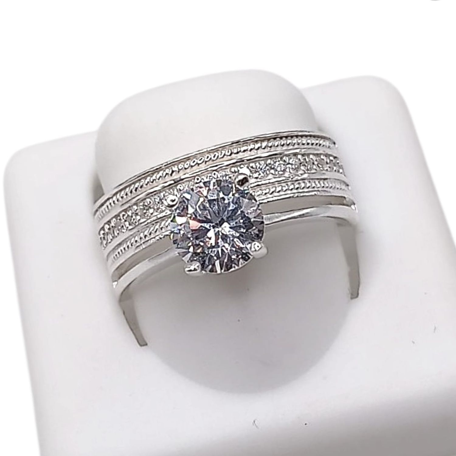 ANILLO SOLITARIO PRINCESA, VARIAS MEDIDAS, PLATA .925