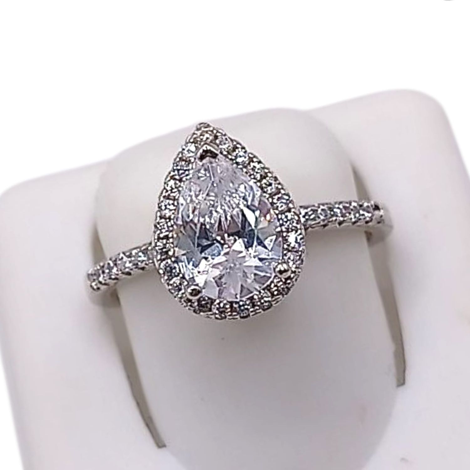 ANILLO GOTA CON MINI CZ, VARIAS MEDIDAS, PLATA .925
