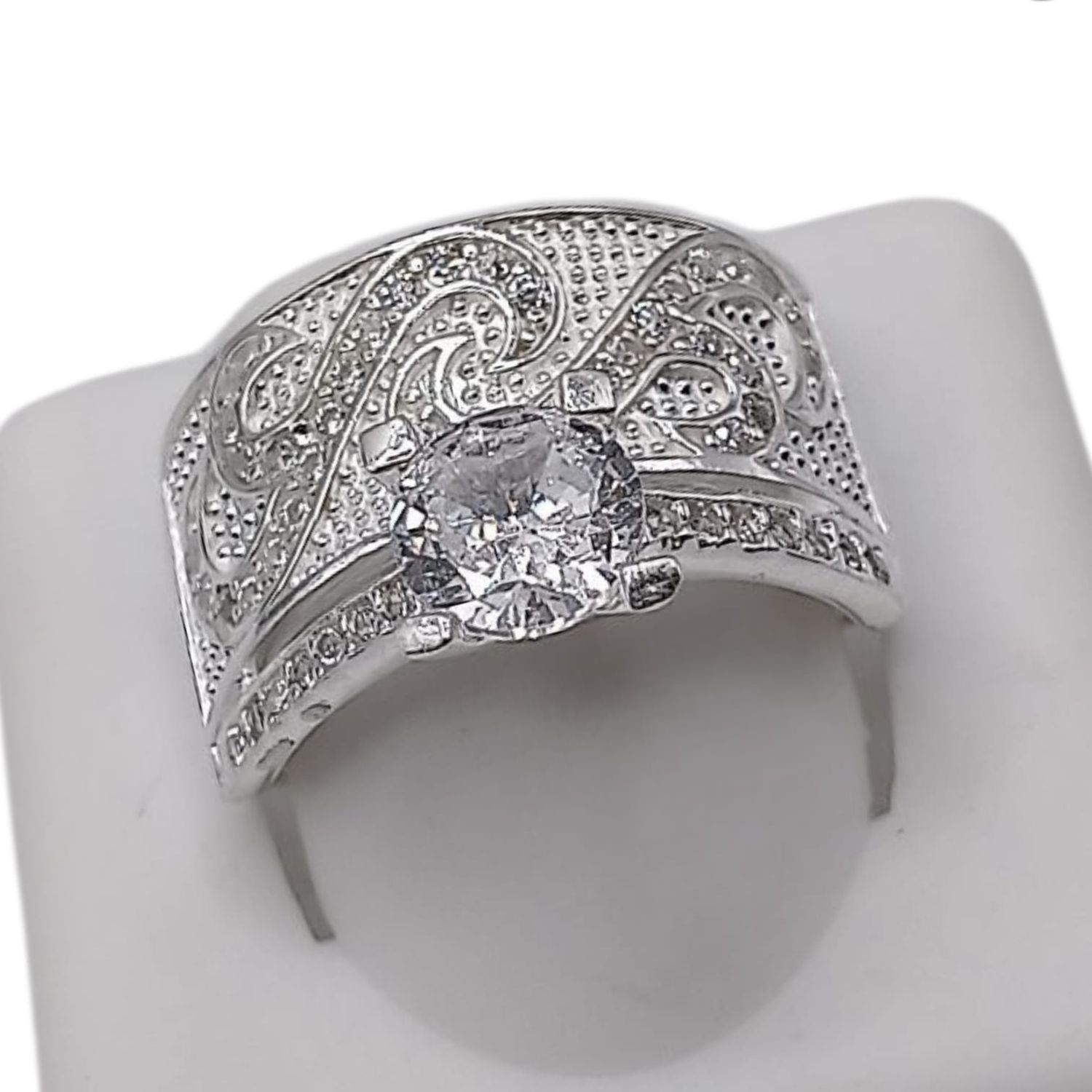 ANILLO SOLITARIO CON MINI CZ, VARIAS MEDIDAS, PLATA .925
