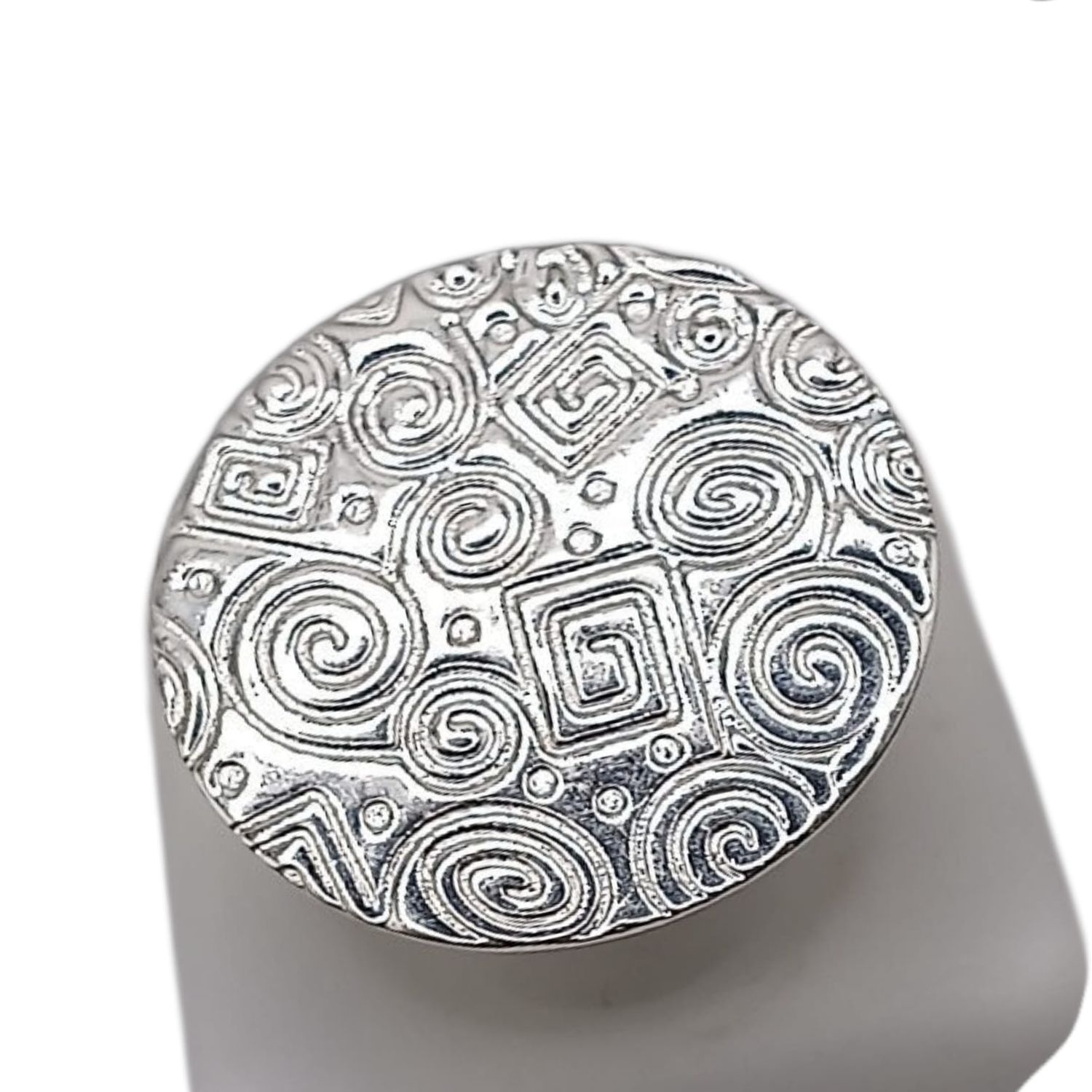 ANILLO PLACA CIRCULAR # 8 AJUSTABLE, PLATA .925