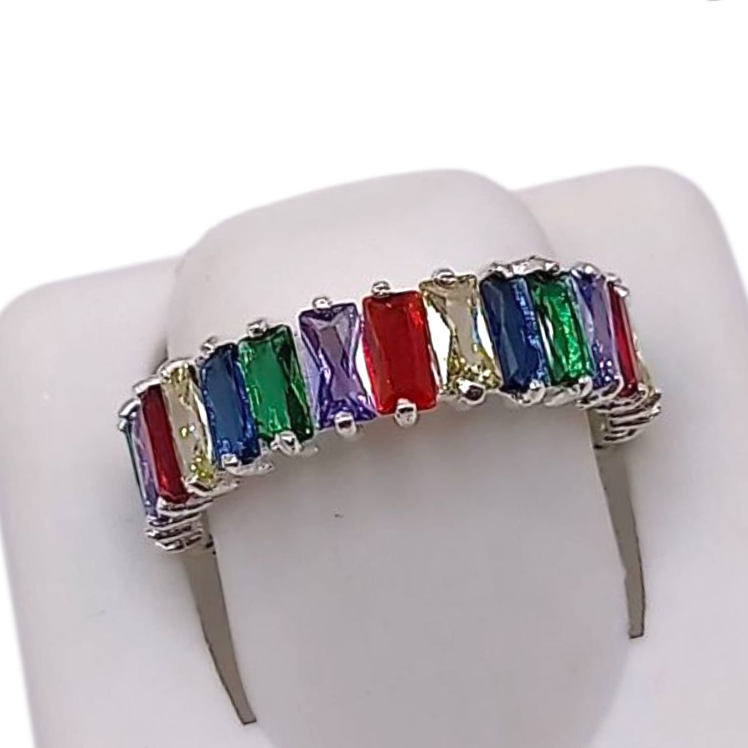 ANILLO ARGOLLA CZ DE COLORES# 8.5, PLATA .925