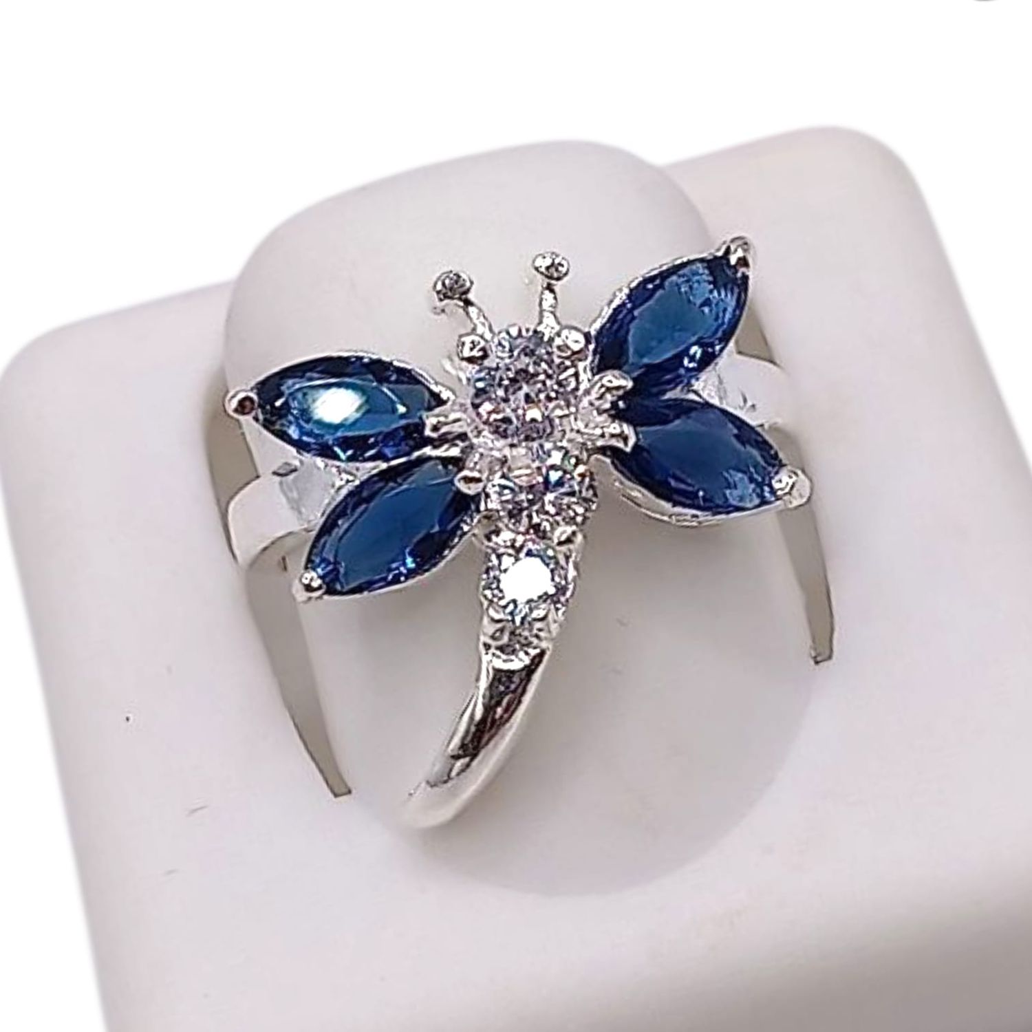 ANILLO LIBELULA AZUL  # 7, PLATA .925