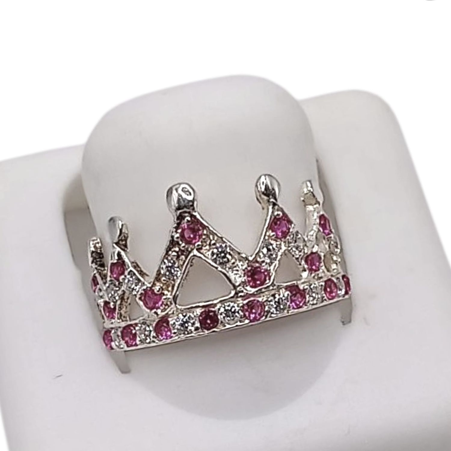 ANILLO CORONA CZ ROJA # 5.5, PLATA .925