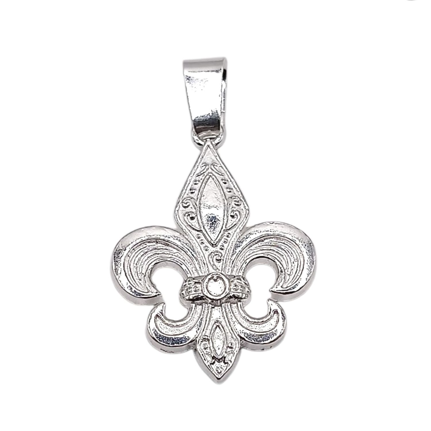 DIJE FLOR DE LIS ENERGIA ENERGIA Y LUZ, 3 CM, PLATA .925