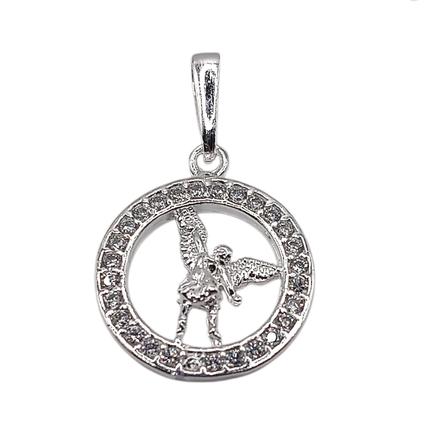 DIJE ARCANGEL MIGUEL CON CZ, 2 CM, PLATA .925