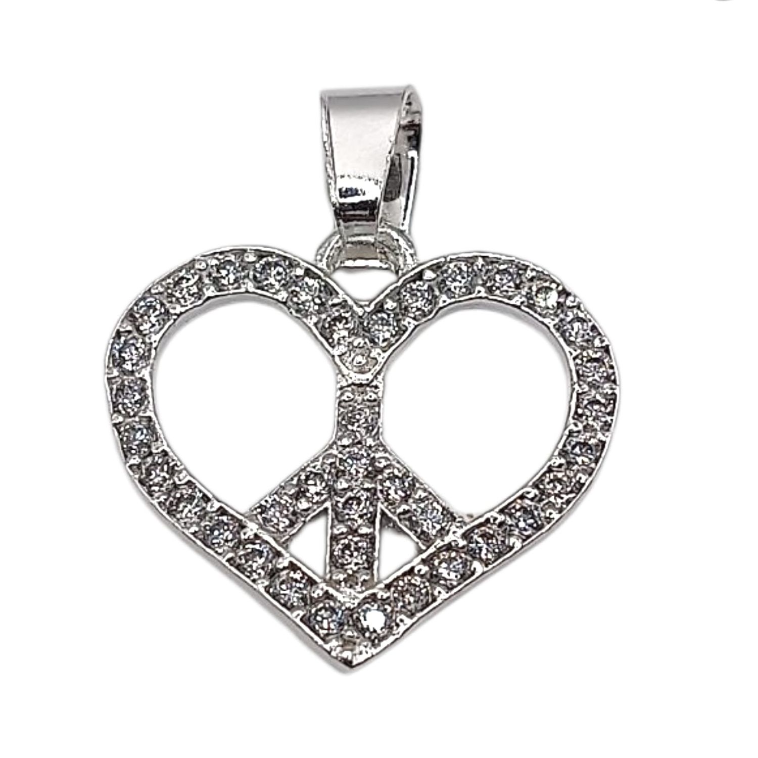 DIJE CORAZON 2 CM, CON MINI CZ, PLATA .925